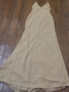 NBD Nude Lace Slip Maxi Dress